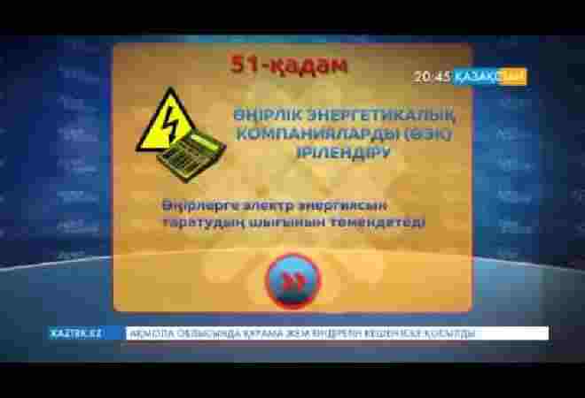 51 қадамда өңірлік энергетикалық компанияларды (ӨЭК) ірілендіру қарастырылған