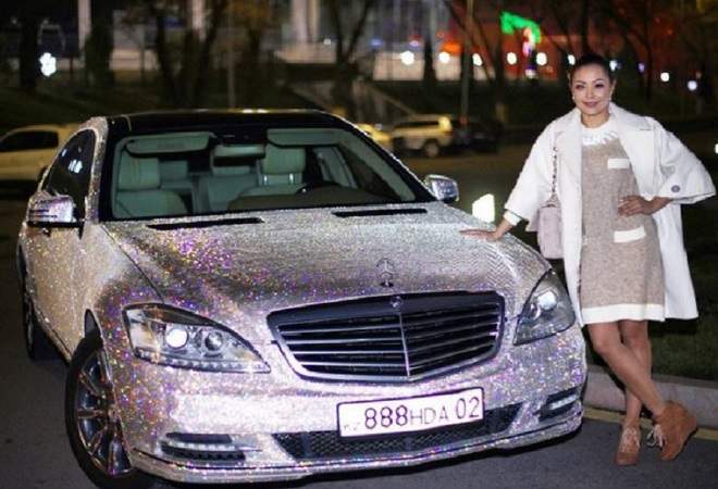 Mercedes in million strasses shown on sale in Almaty