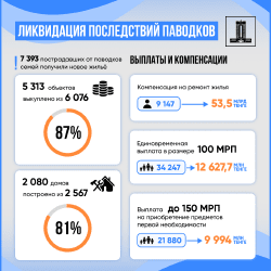 7 393 пострадавших от паводков семей получили новое жилье