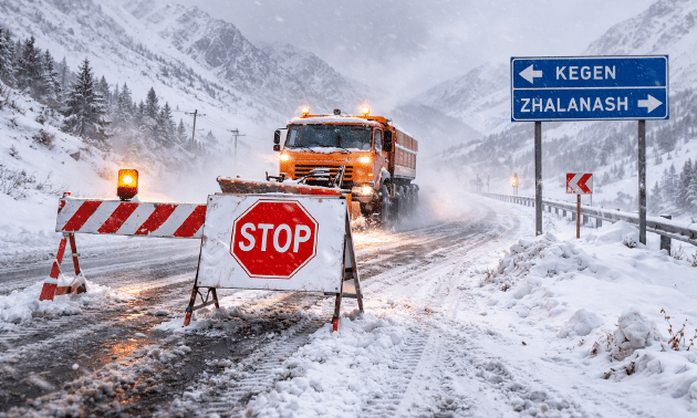 В Алматинской области из-за метели временно закрывают трассу Кеген – Жаланаш