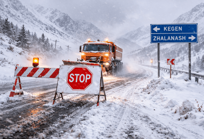 Алматы облысында боранға байланысты Кеген &ndash; Жалаңаш тасжолы уақытша жабылады